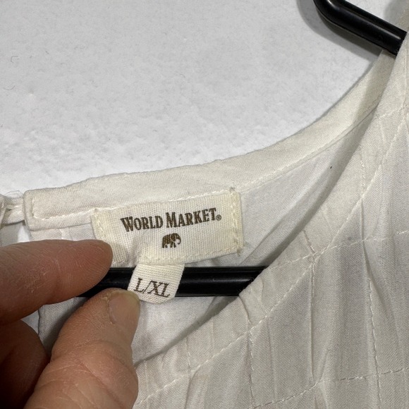 World Market Cottagecore White Maxi Dress Sz L/XL Flutter Sleeve Boho Fairycore - Picture 5 of 16